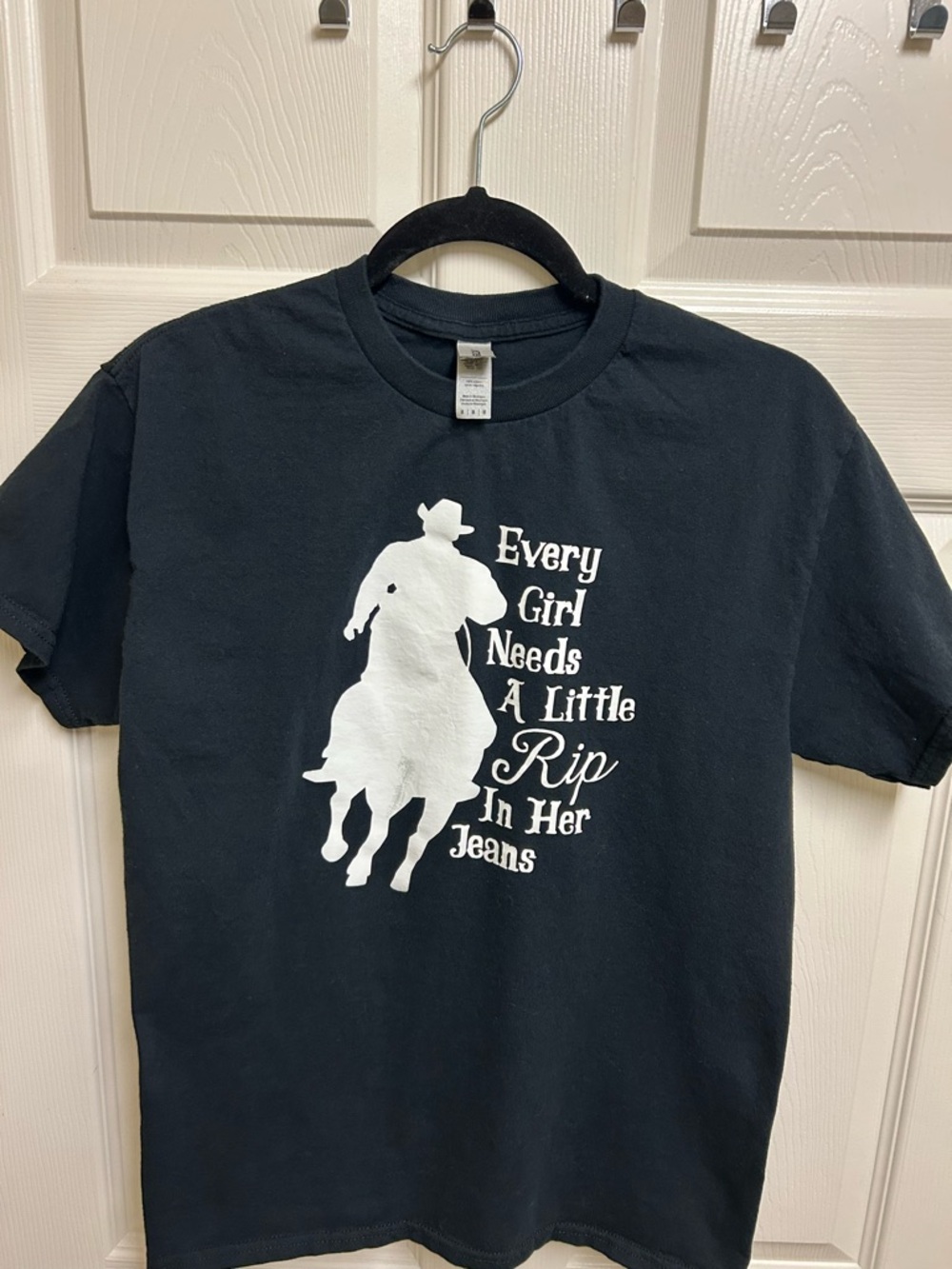 Black Graphic Tee with White Rodeo Silhouette